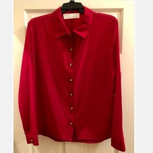 Vintage Havana Solid Red Skull Button Down Blouse
